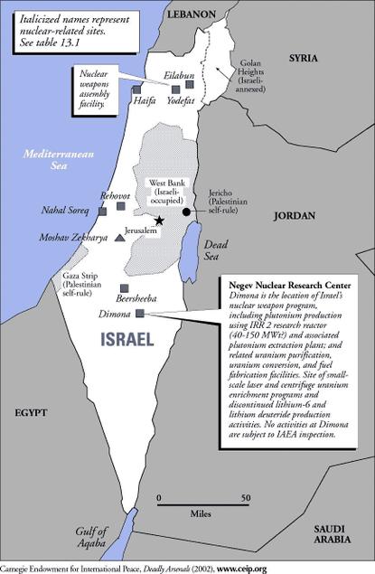 Map of Nuclear Sites in Israel